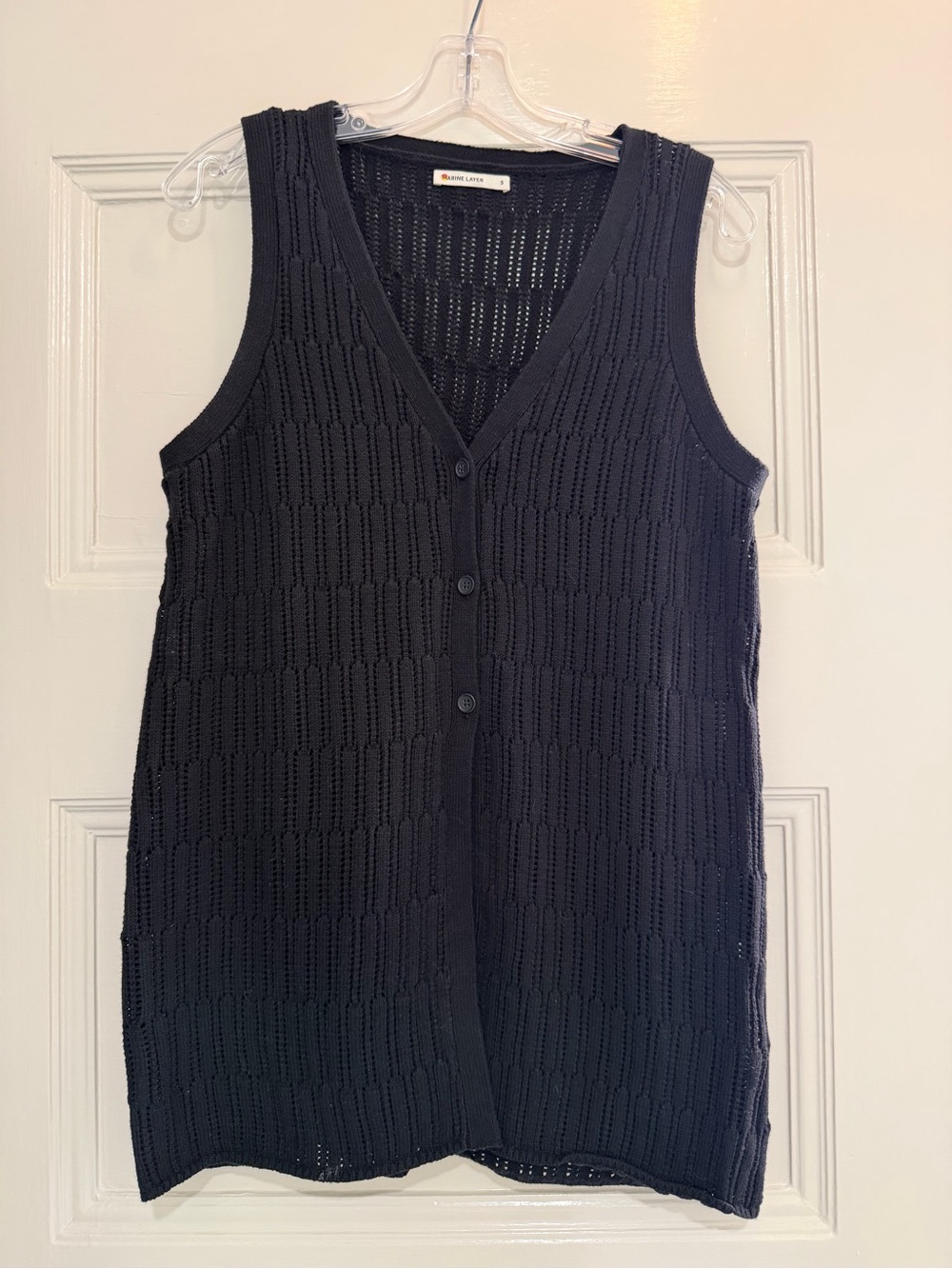 Marine Layer Sleeveless V-Neck Crochet Knit Top & Wide-Leg Pants - Black - Small - Picture 5 of 9